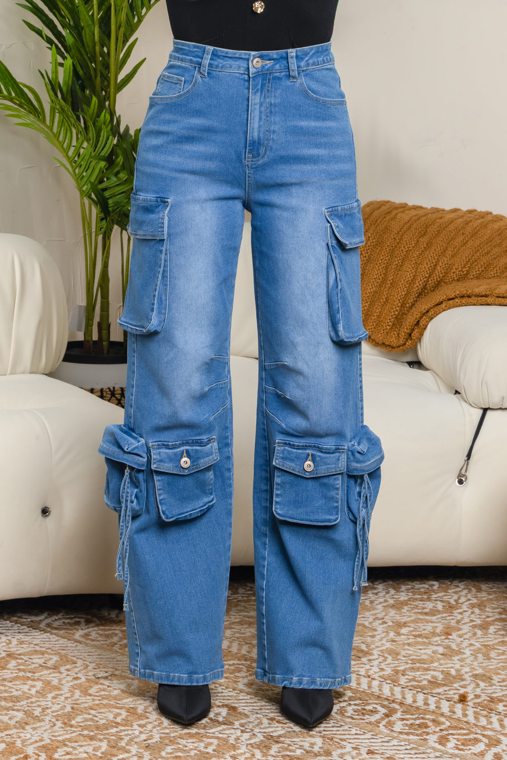 Balboa Fashion Bastia Ripped Denim Cargo Pants