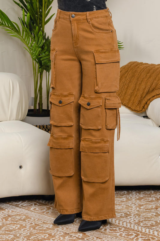 Balboa Fashion Bourges Stretch Cargo Pants - Brown