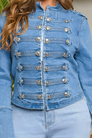 Military denim jacket
