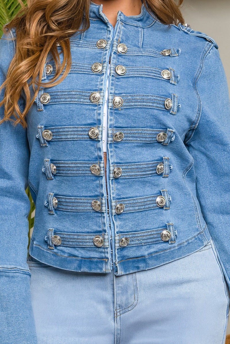 Military denim jacket