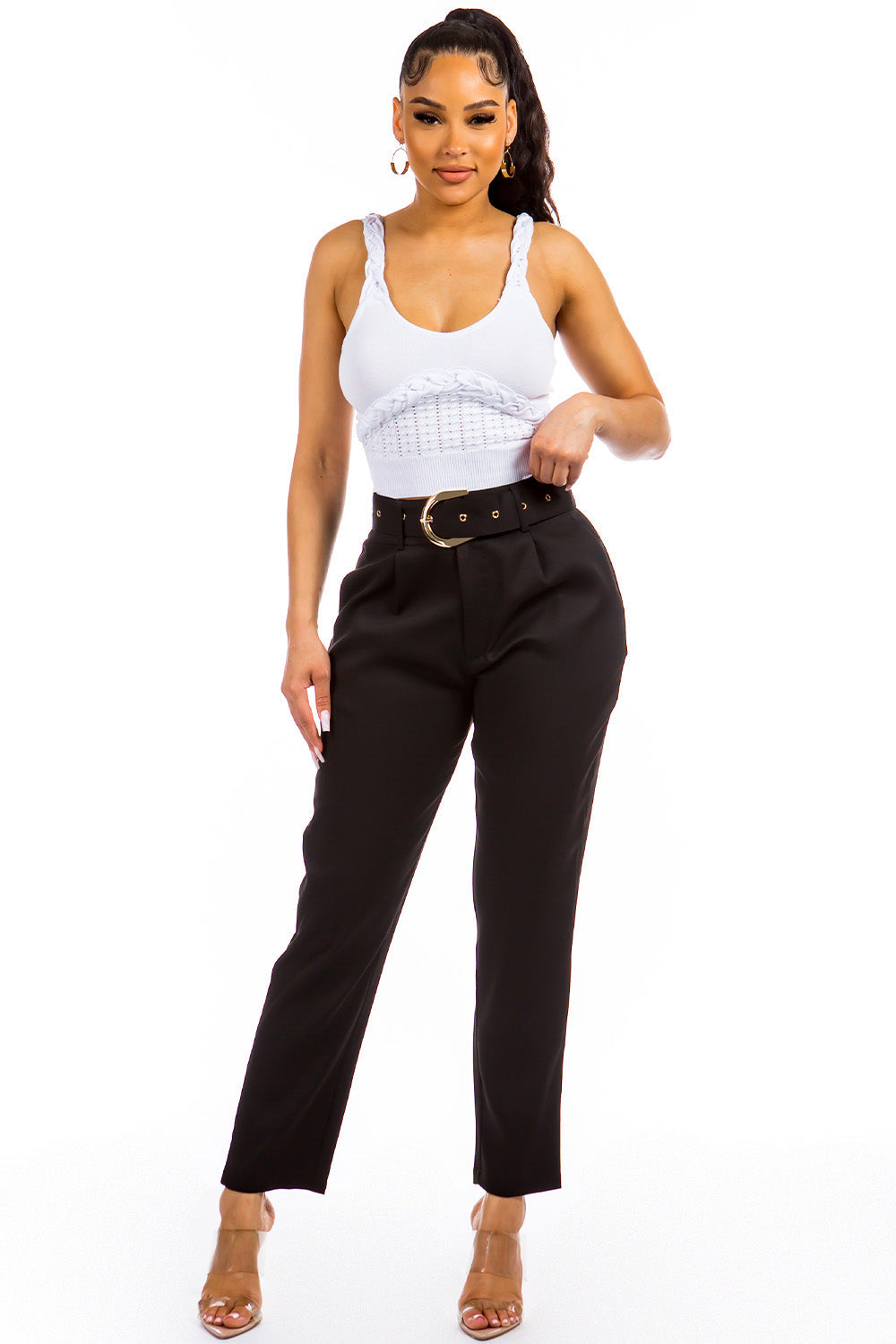 Balboa Fashion Kieve Belted Pants - Black
