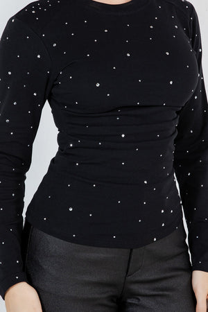 Enora long sleeve rhinestones top