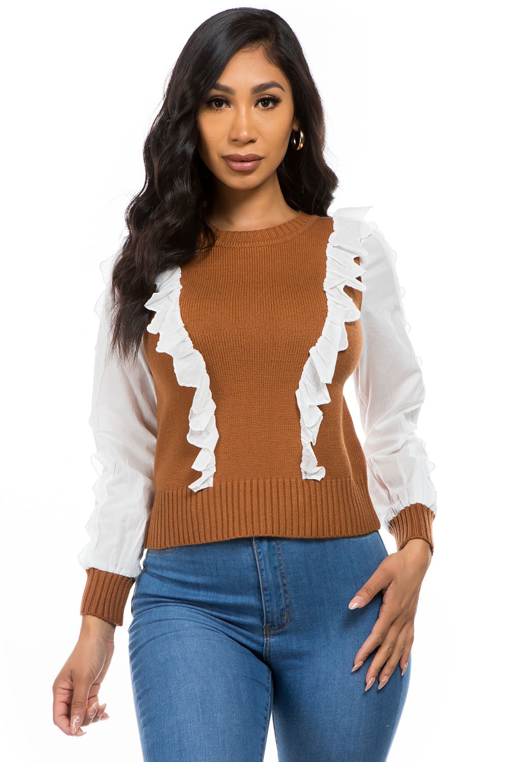 Gabriella Knit sweater with ruffles around