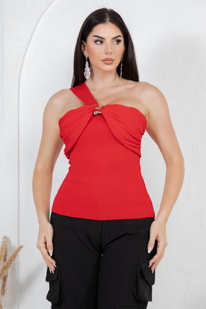 Anae one shoulder knit top