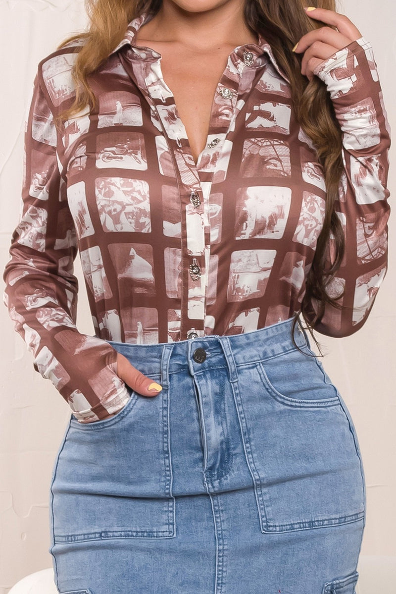 Margareth long sleeve print blouse