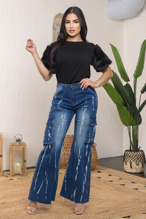 Lorena Faux fur short sleeve t-shirt