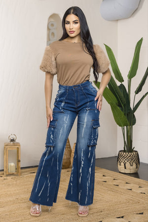 Lorena Faux fur short sleeve t-shirt