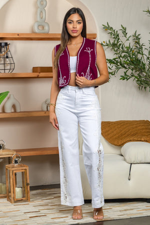 Vintage western style embroidered vest