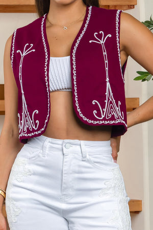 Vintage western style embroidered vest