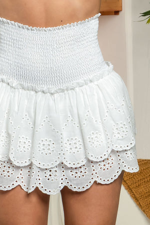 Serafina guipure lace mini skirt