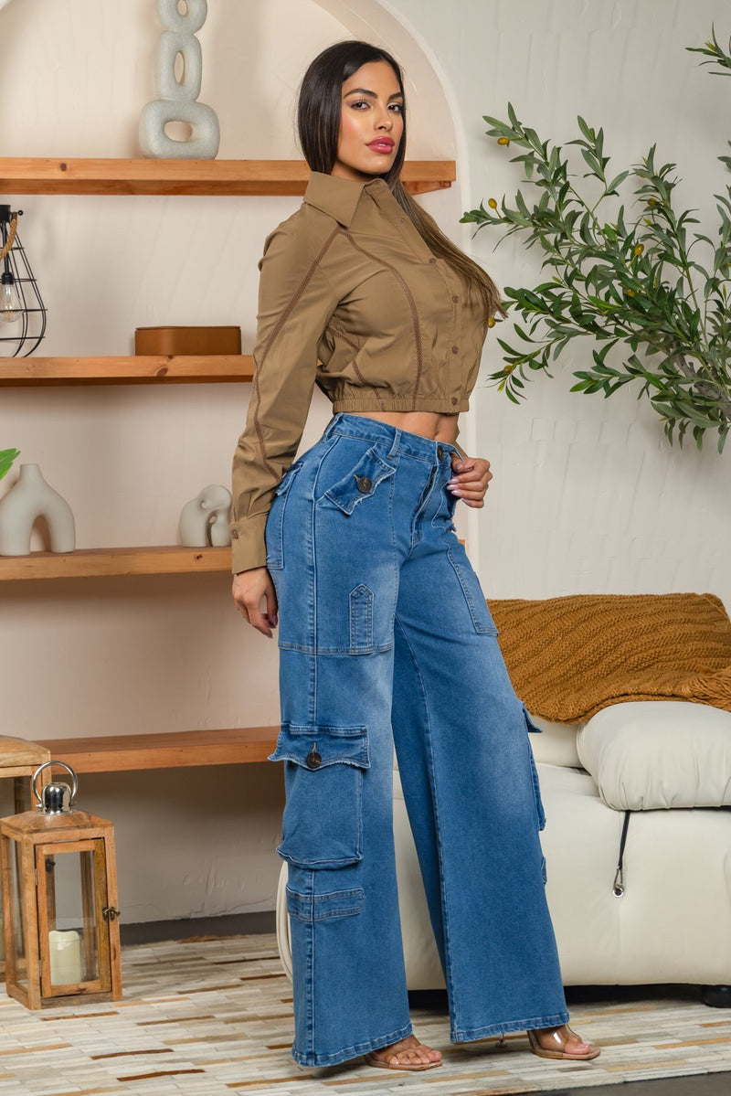 LONG SLEEVE CROP BLOUSE