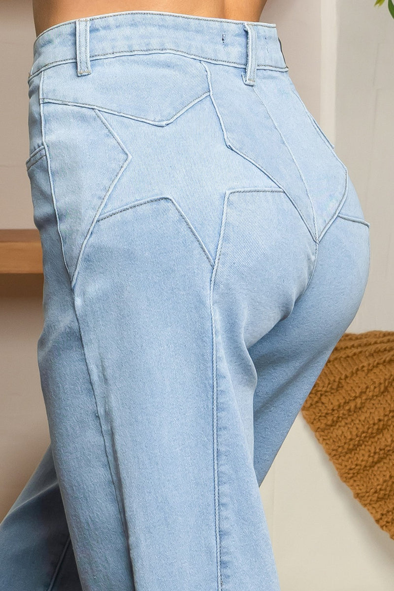 Star detail on the back stretchy high wasited jean