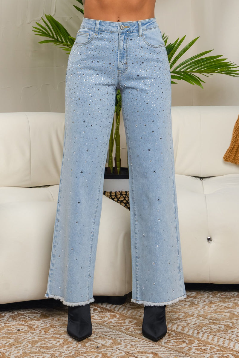 High rise straight denim jeans