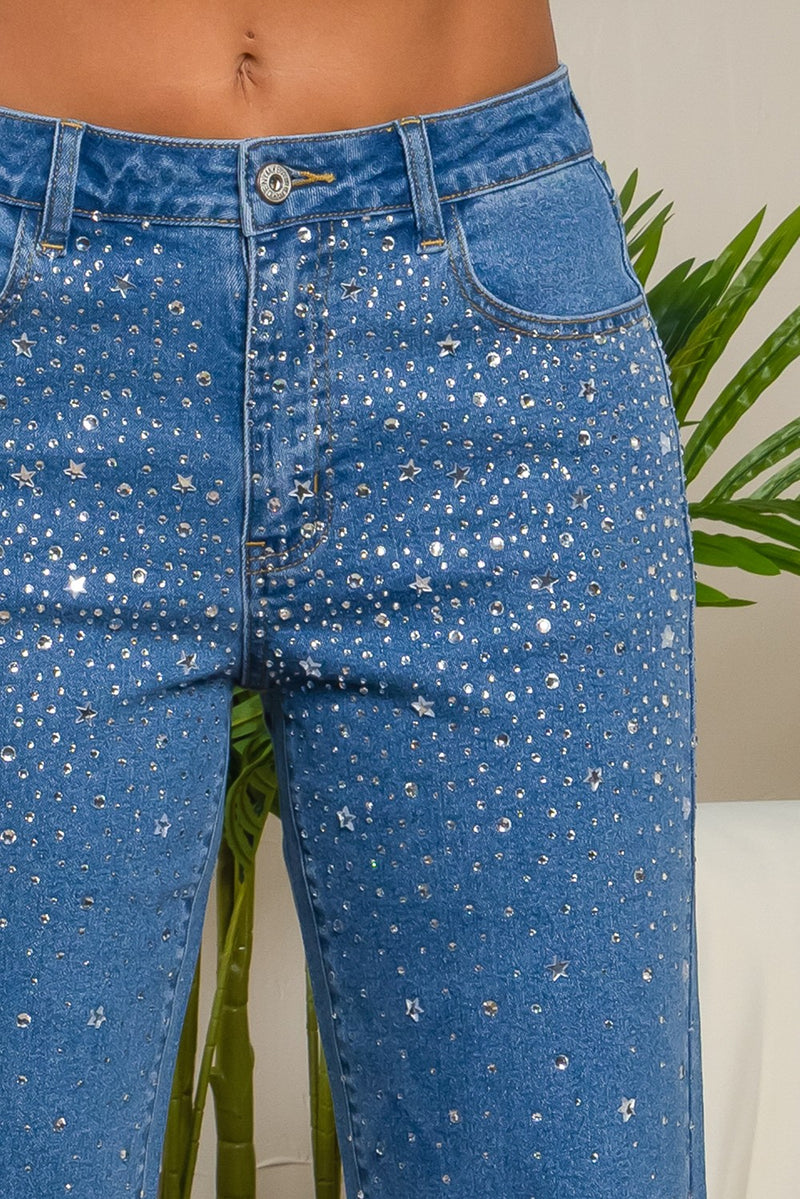 High rise straight denim jeans