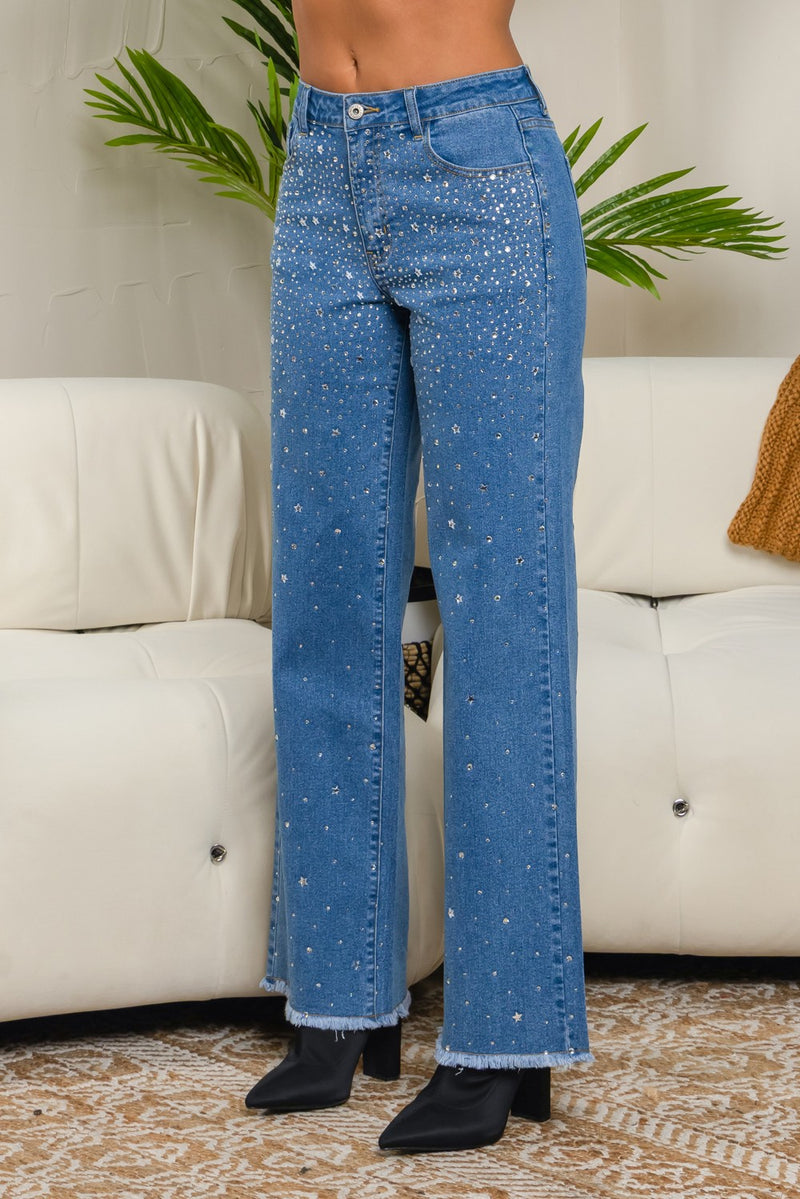 High rise straight denim jeans