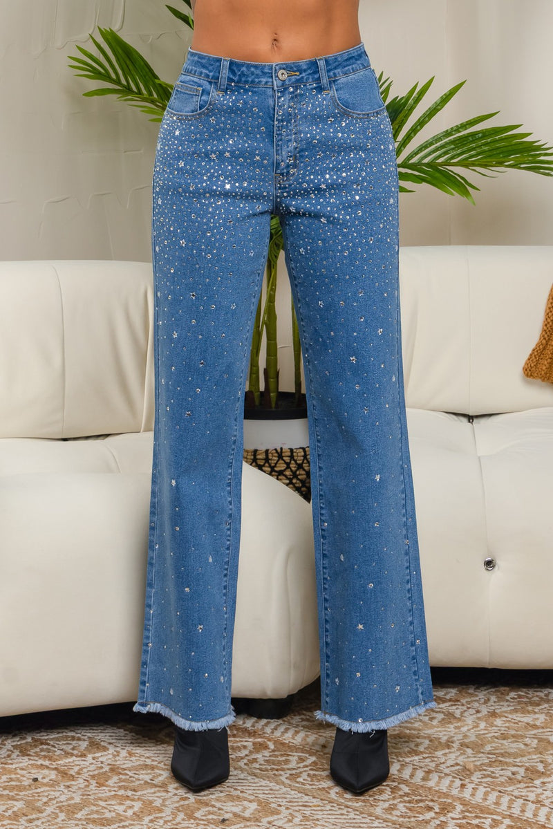 High rise straight denim jeans