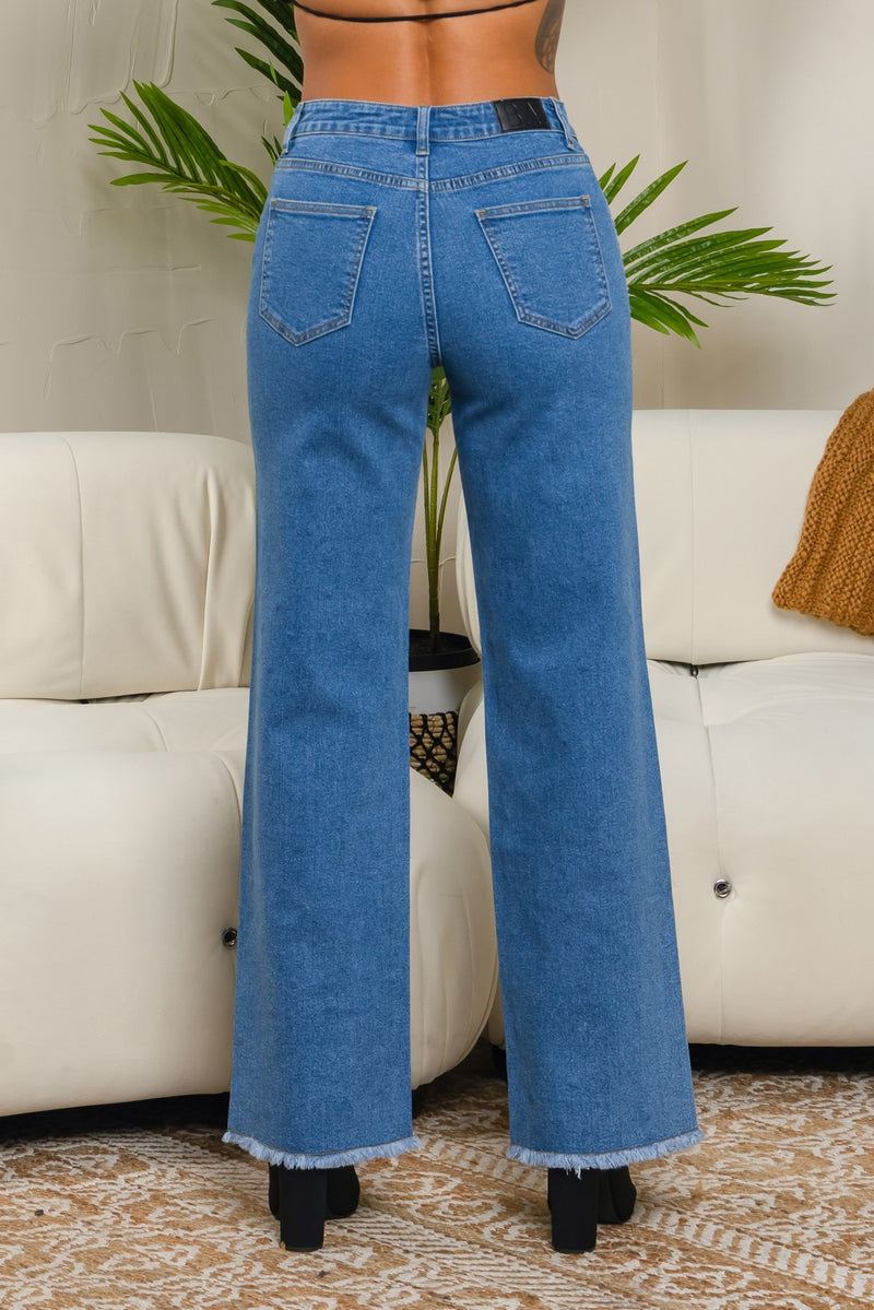 High rise straight denim jeans
