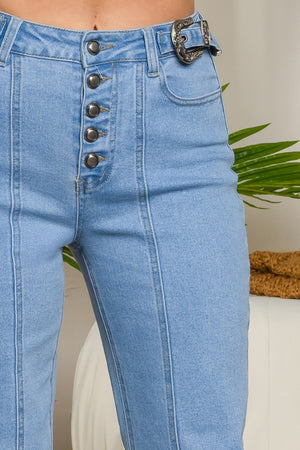 Bahar 5 buttons straight jeans with belt on the waist