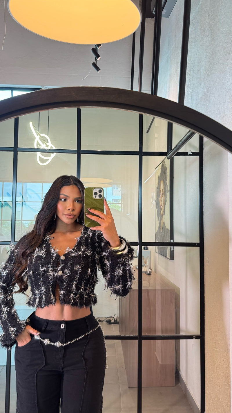 Carme Lurex crop sweater