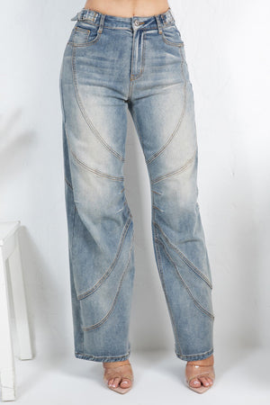 Stitch baggy denim jean