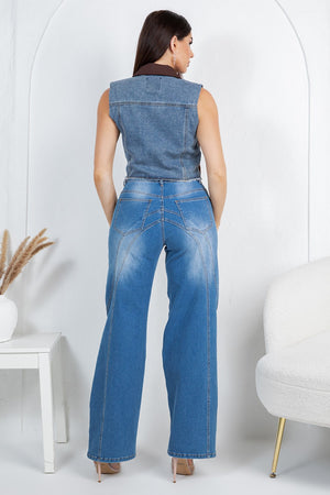 Stitch baggy denim jean