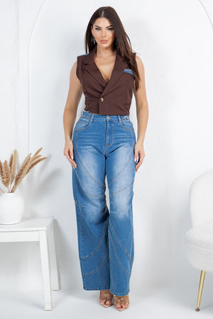 Stitch baggy denim jean