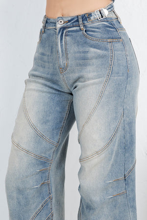 Stitch baggy denim jean
