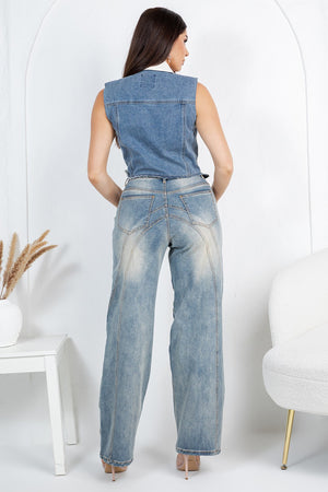 Stitch baggy denim jean