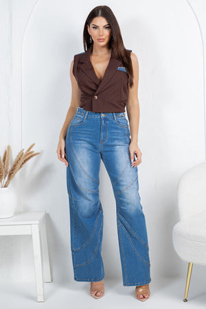 Stitch baggy denim jean