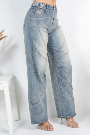 Stitch baggy denim jean
