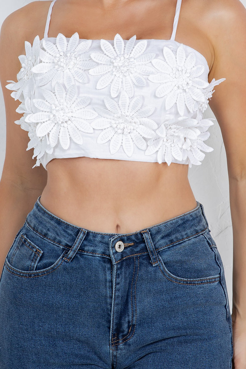 Carpola trim flower cropped top