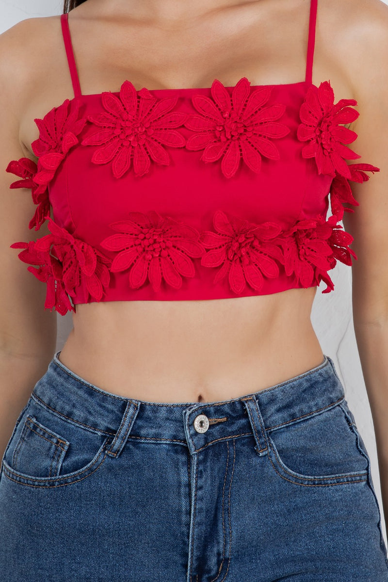 Carpola trim flower cropped top