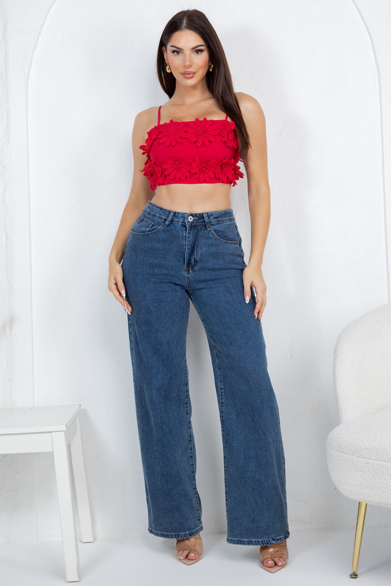 Carpola trim flower cropped top