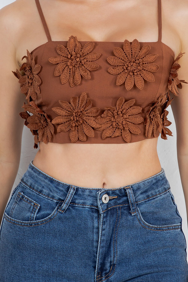 Carpola trim flower cropped top