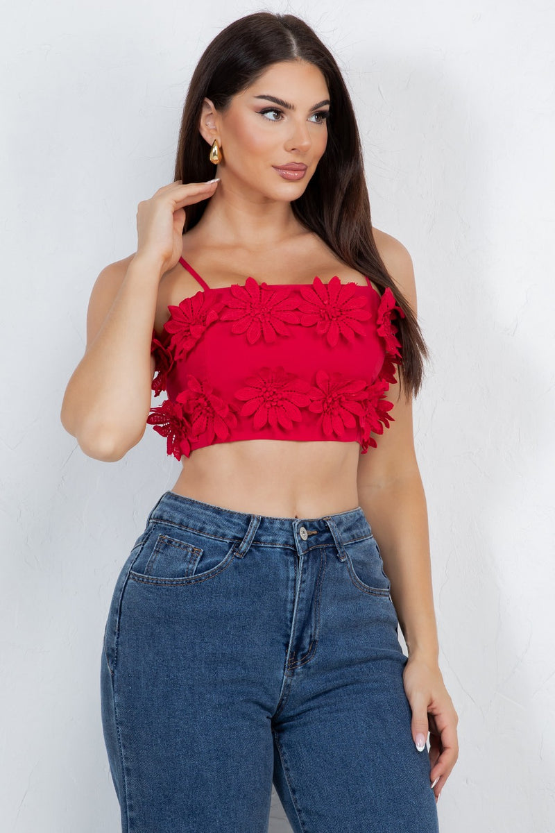 Carpola trim flower cropped top