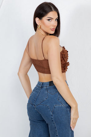 Carpola trim flower cropped top