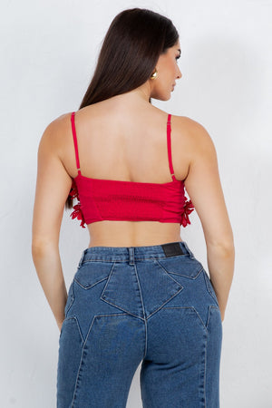 Carpola trim flower cropped top