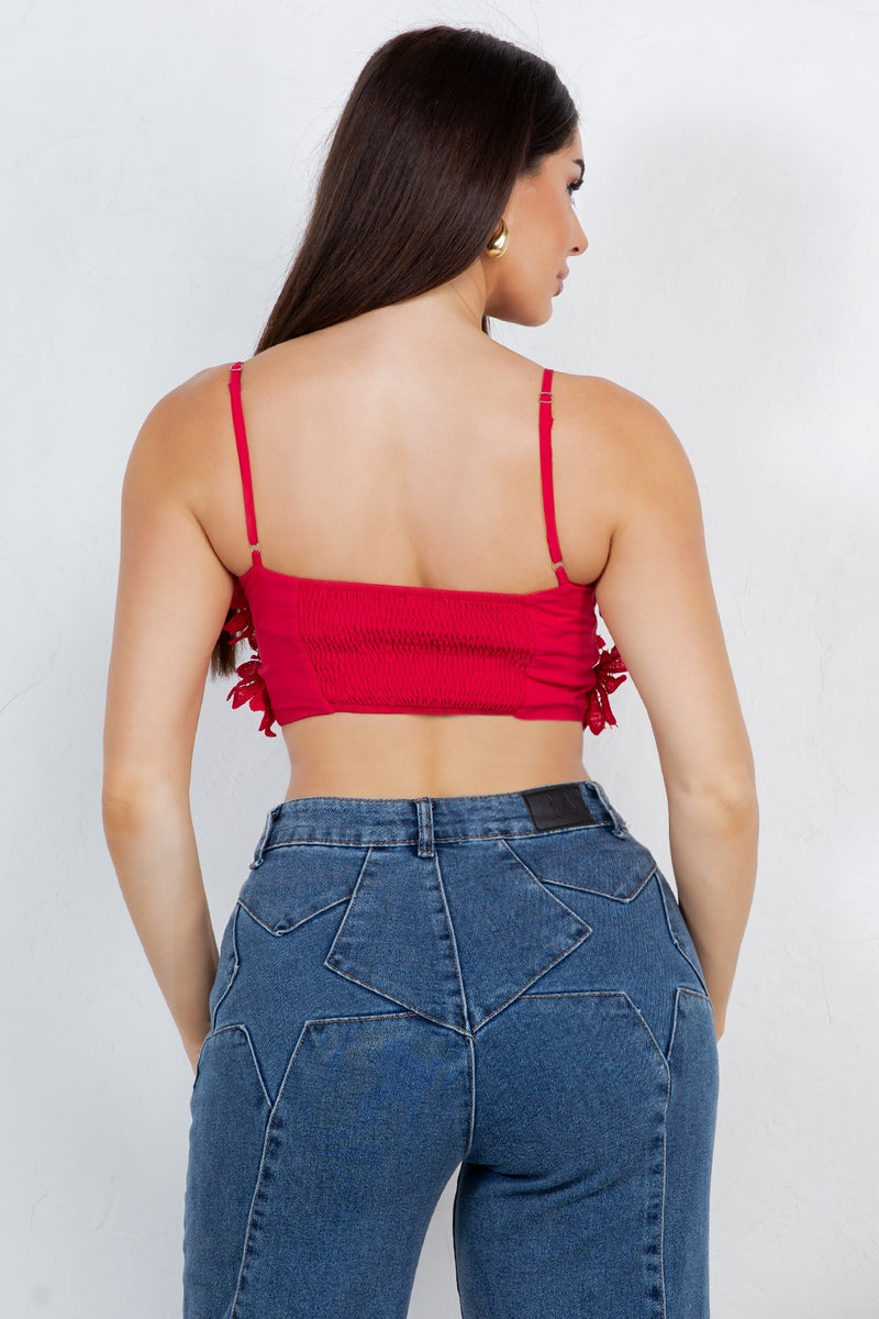 Carpola trim flower cropped top