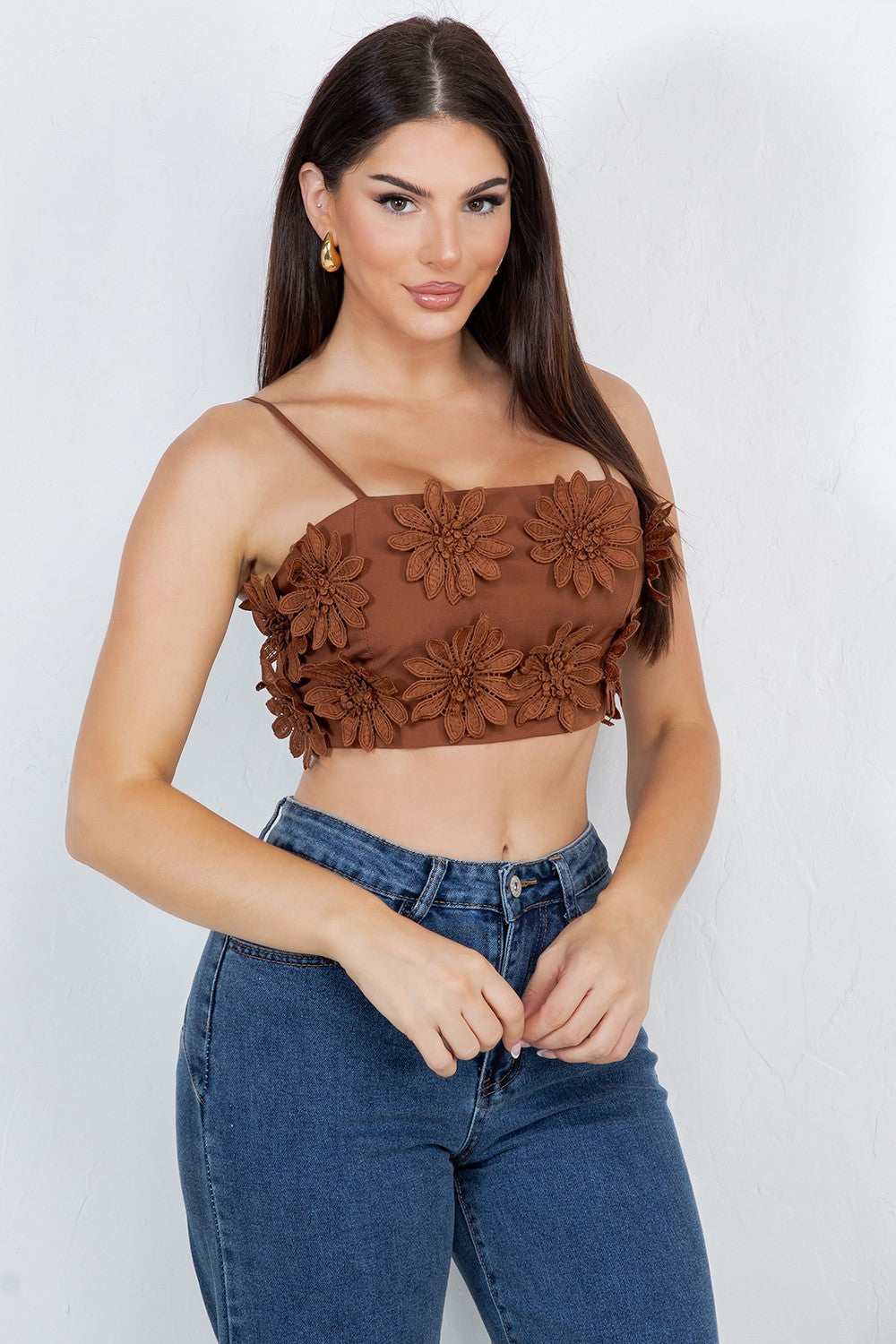 Carpola trim flower cropped top