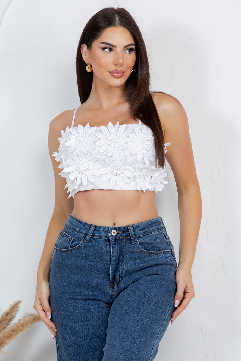 Carpola trim flower cropped top