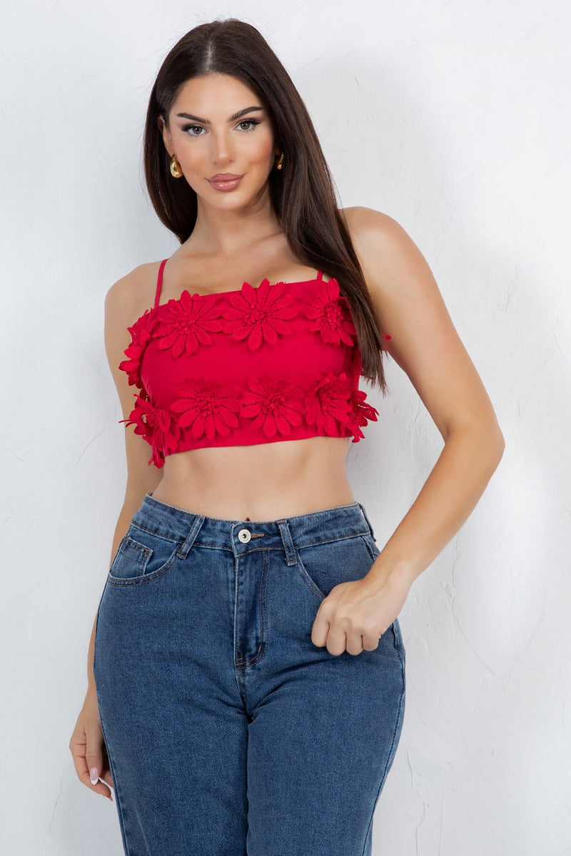 Carpola trim flower cropped top