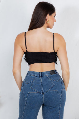 Carpola trim flower cropped top