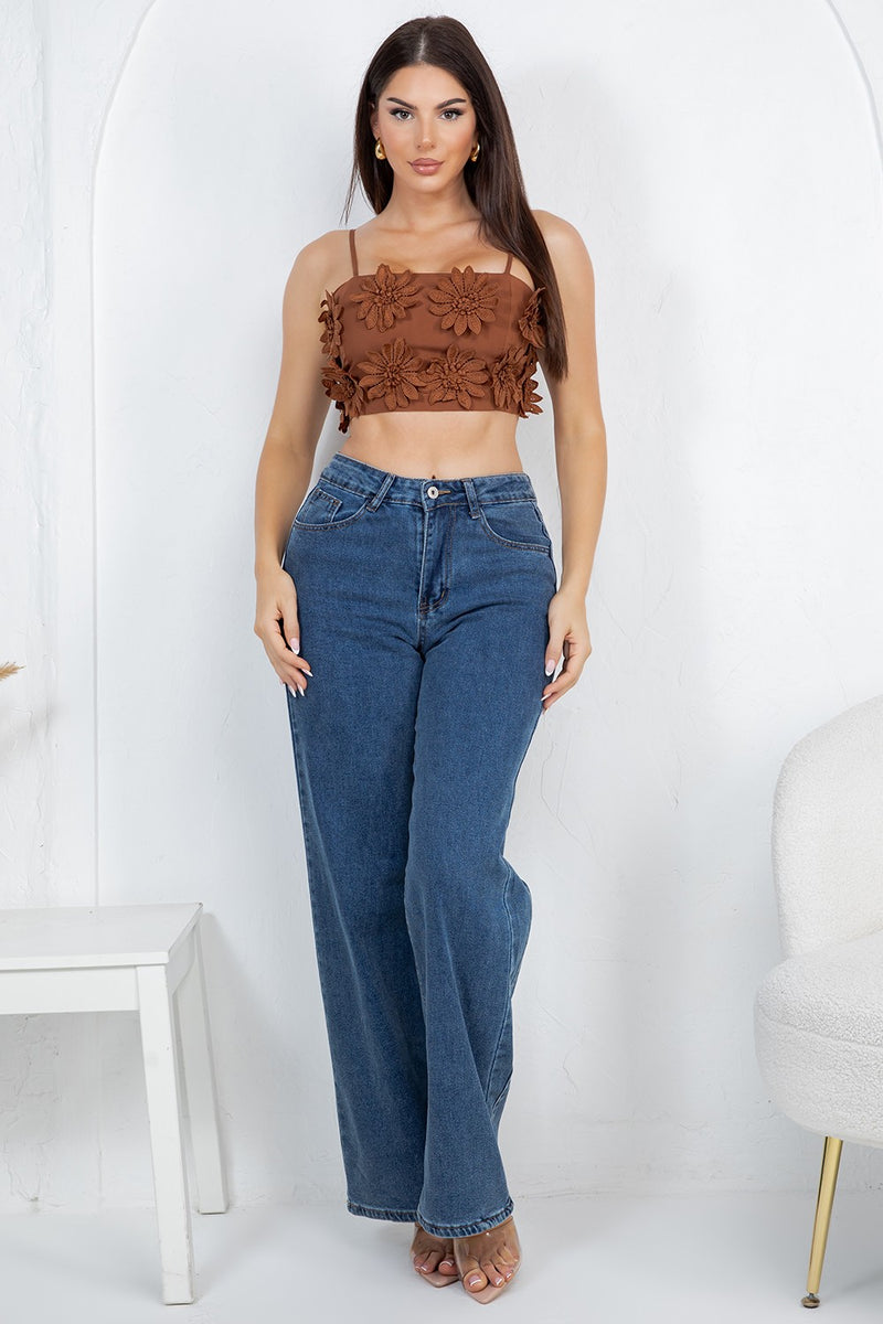 Carpola trim flower cropped top