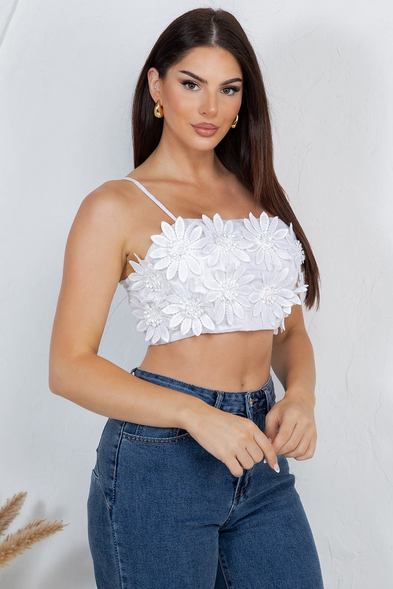 Carpola trim flower cropped top