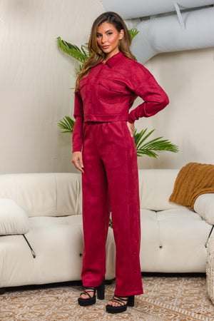 Thalia 2 piece suede set