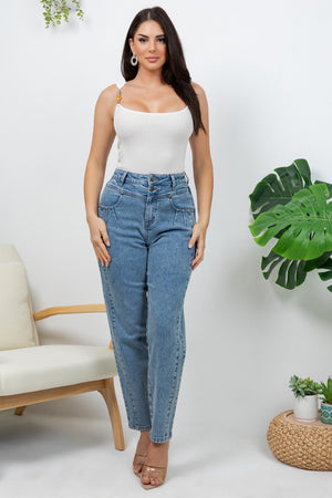 Bluma accessories ribbet knit top featuring silver - tone accesories with gemstone details along the shoulders