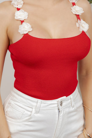 Gisella knit tank top with flower trims