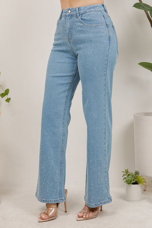 Grenoble rhinestone embellished straight leg blue jean
