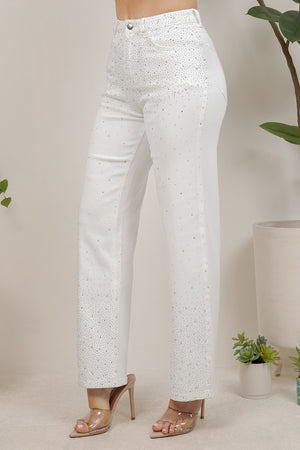 Grenoble rhinestone embellished straight leg blue jean