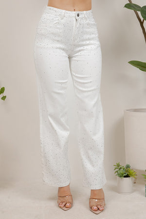 Grenoble rhinestone embellished straight leg blue jean